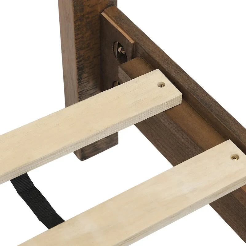Lit plateforme en pin avec tête de lit aspect vieilli, Cadre de lit double/queen/king en bois massif