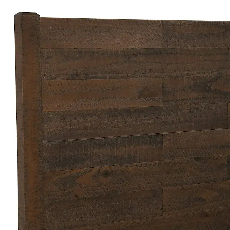 Lit plateforme en pin avec tête de lit aspect vieilli, Cadre de lit double/queen/king en bois massif
