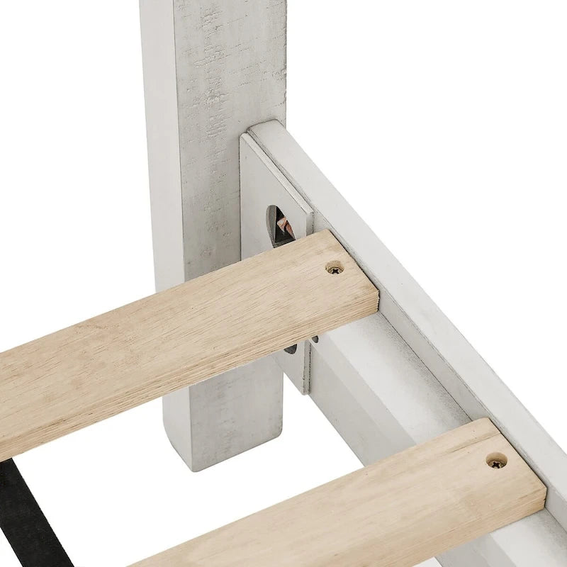Lit plateforme en pin avec tête de lit aspect vieilli, Cadre de lit double/queen/king en bois massif