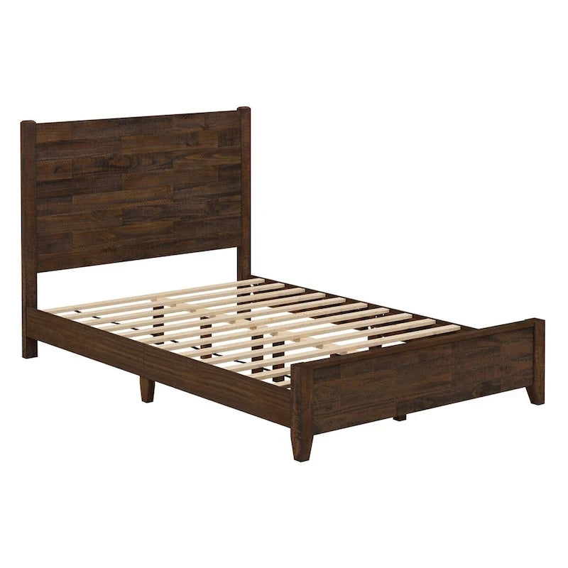 Lit plateforme en pin avec tête de lit aspect vieilli, Cadre de lit double/queen/king en bois massif