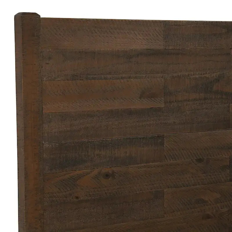 Lit plateforme en pin avec tête de lit aspect vieilli, Cadre de lit double/queen/king en bois massif