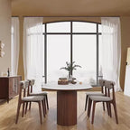 Table à manger rectangulaire moderne 71, plateau en pierre, pieds en bois