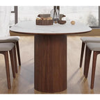 Table à manger rectangulaire moderne 71, plateau en pierre, pieds en bois