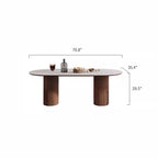 Table à manger rectangulaire moderne 71, plateau en pierre, pieds en bois
