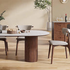 Table à manger rectangulaire moderne 71, plateau en pierre, pieds en bois