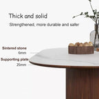 Table à manger rectangulaire moderne 71, plateau en pierre, pieds en bois